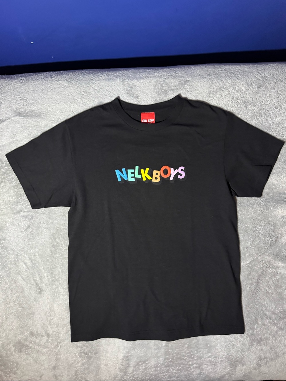 Mens Full Send NELKBOYS Black Short Sleeve Graphic Tee